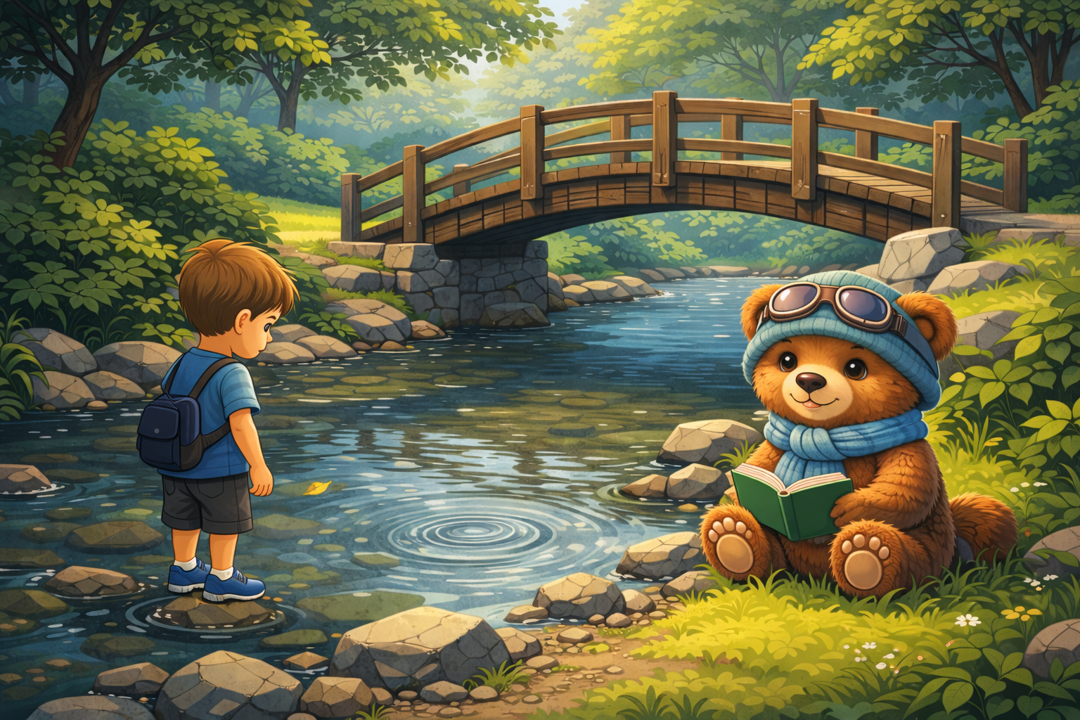 A kíváncsi híd a patak felett