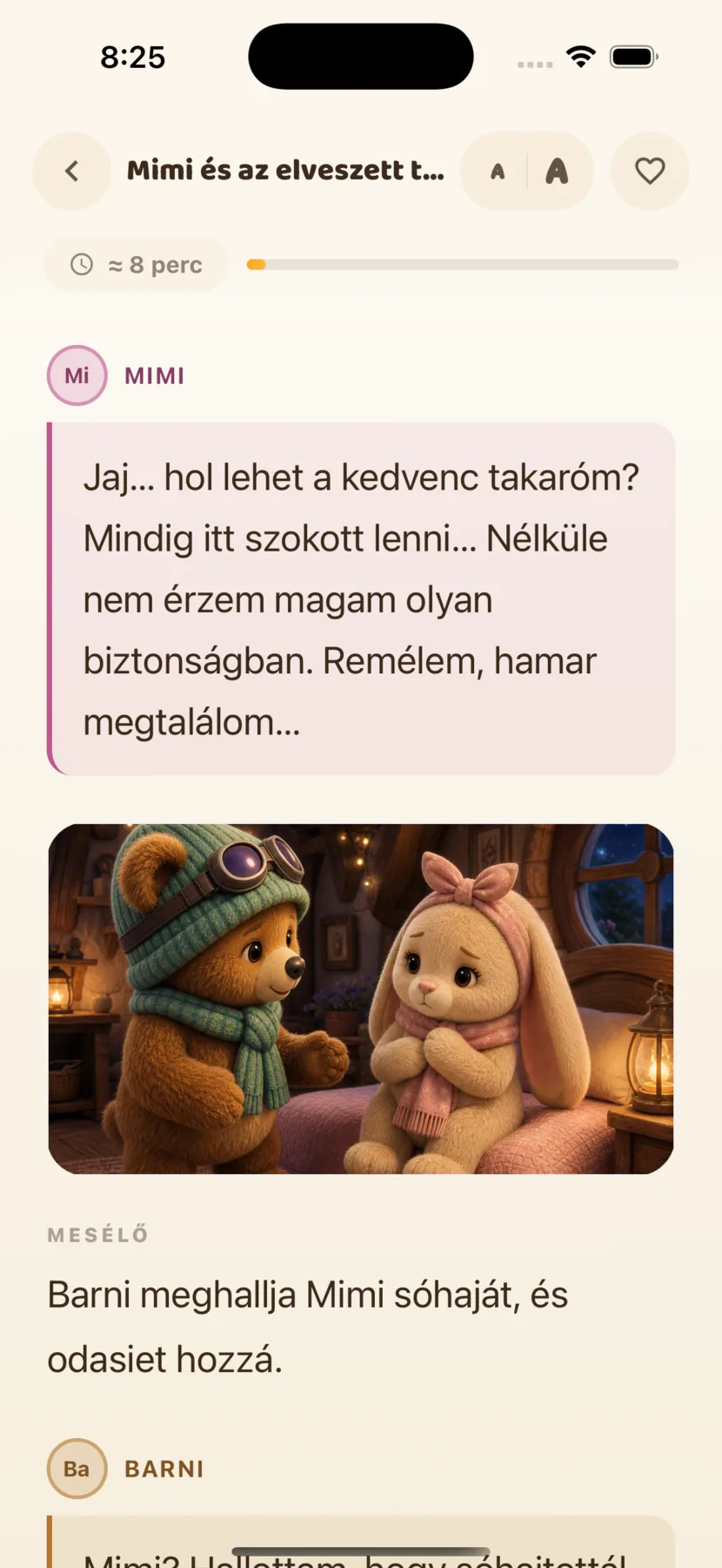 Felolvasó mód a Barni Meséi appban